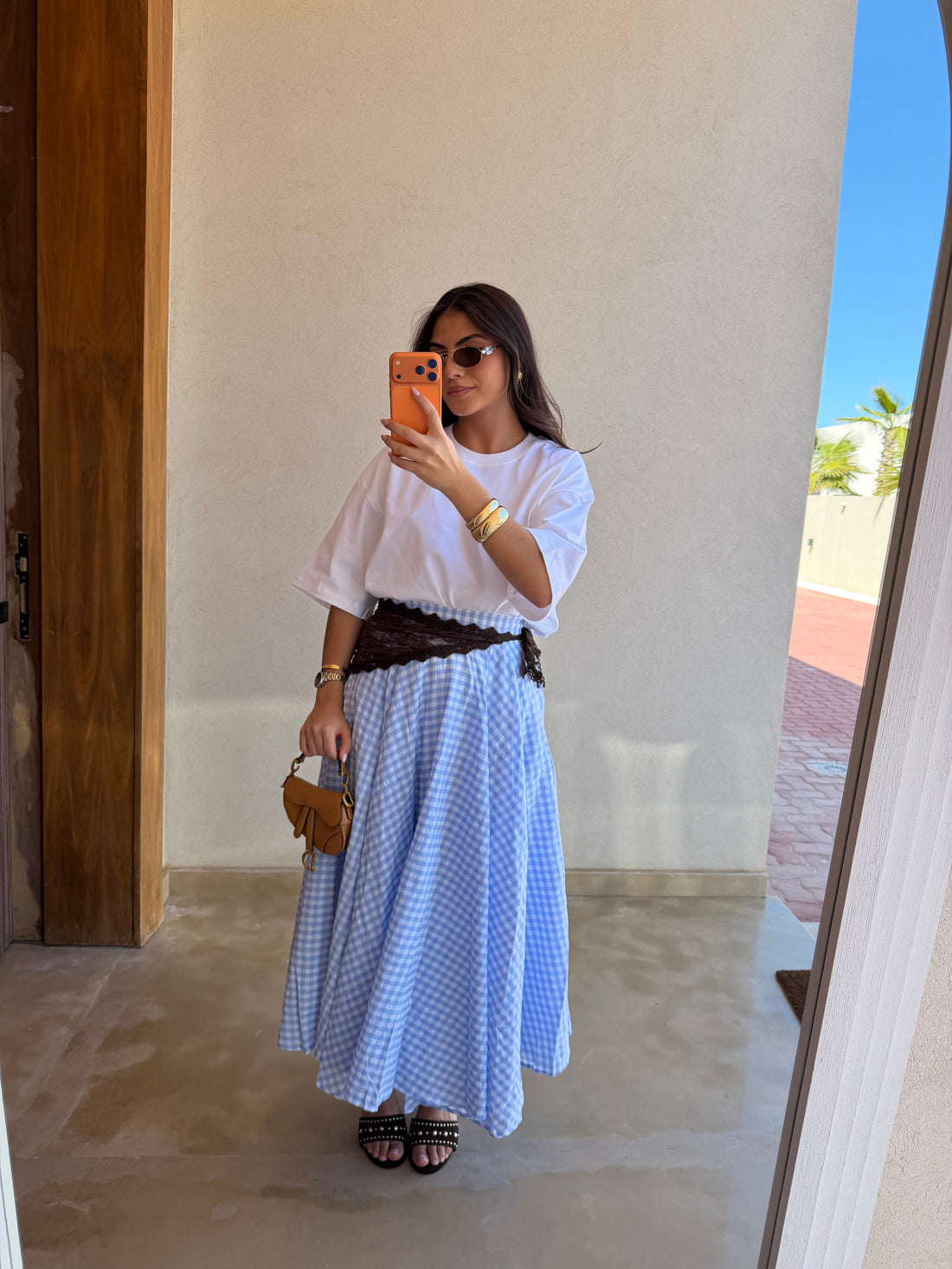 Jupe vichy bleue claire (SC233)