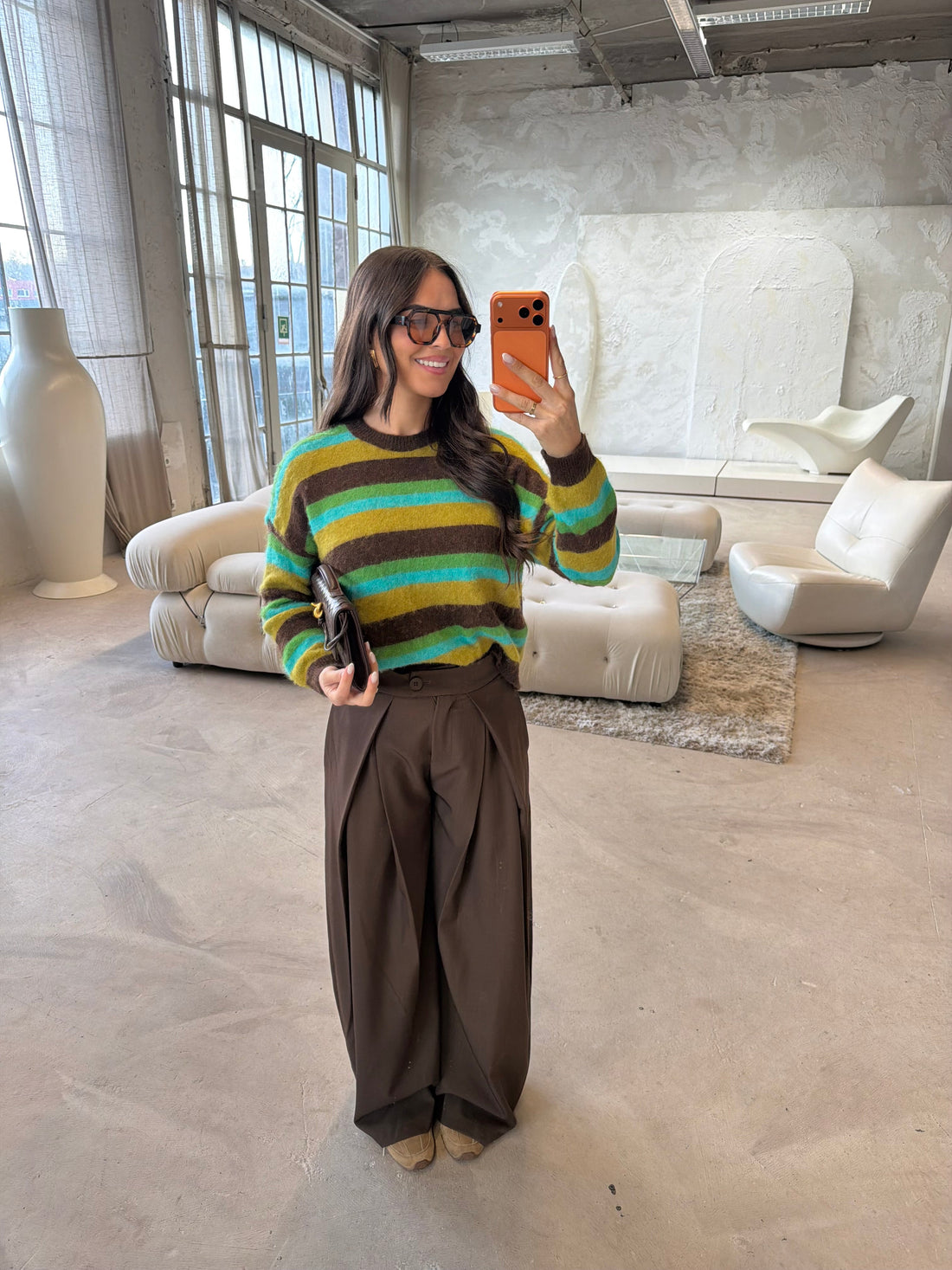 Pull COLORI jaune marron