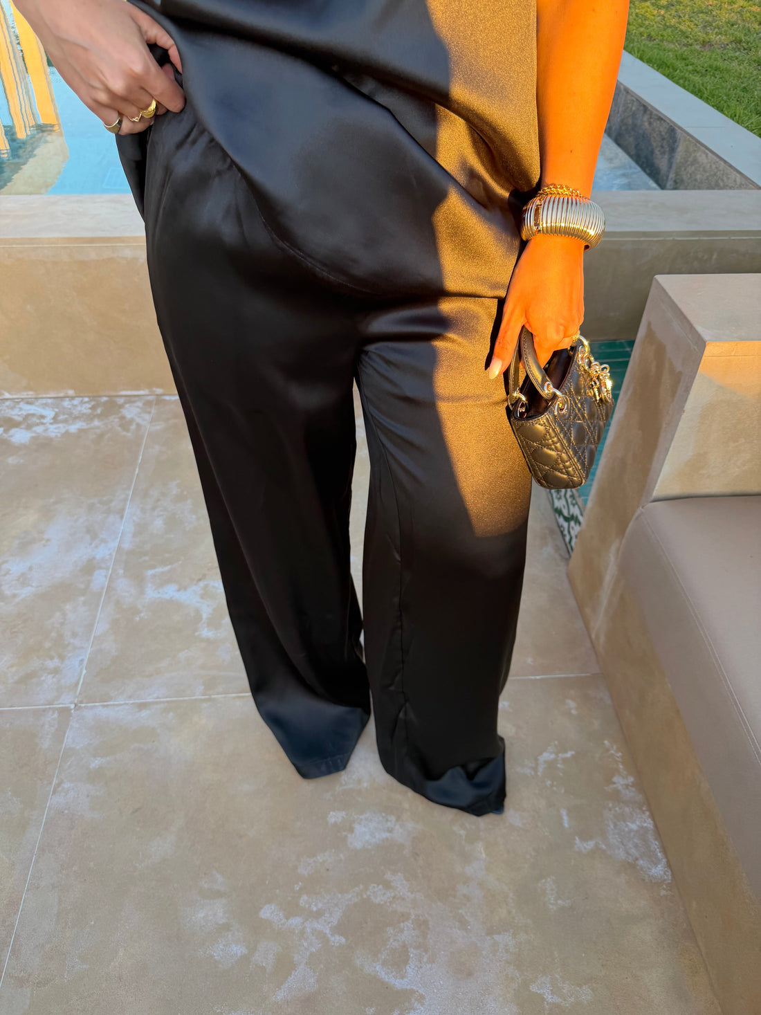 Pantalon LINA satiné noir (L2122)