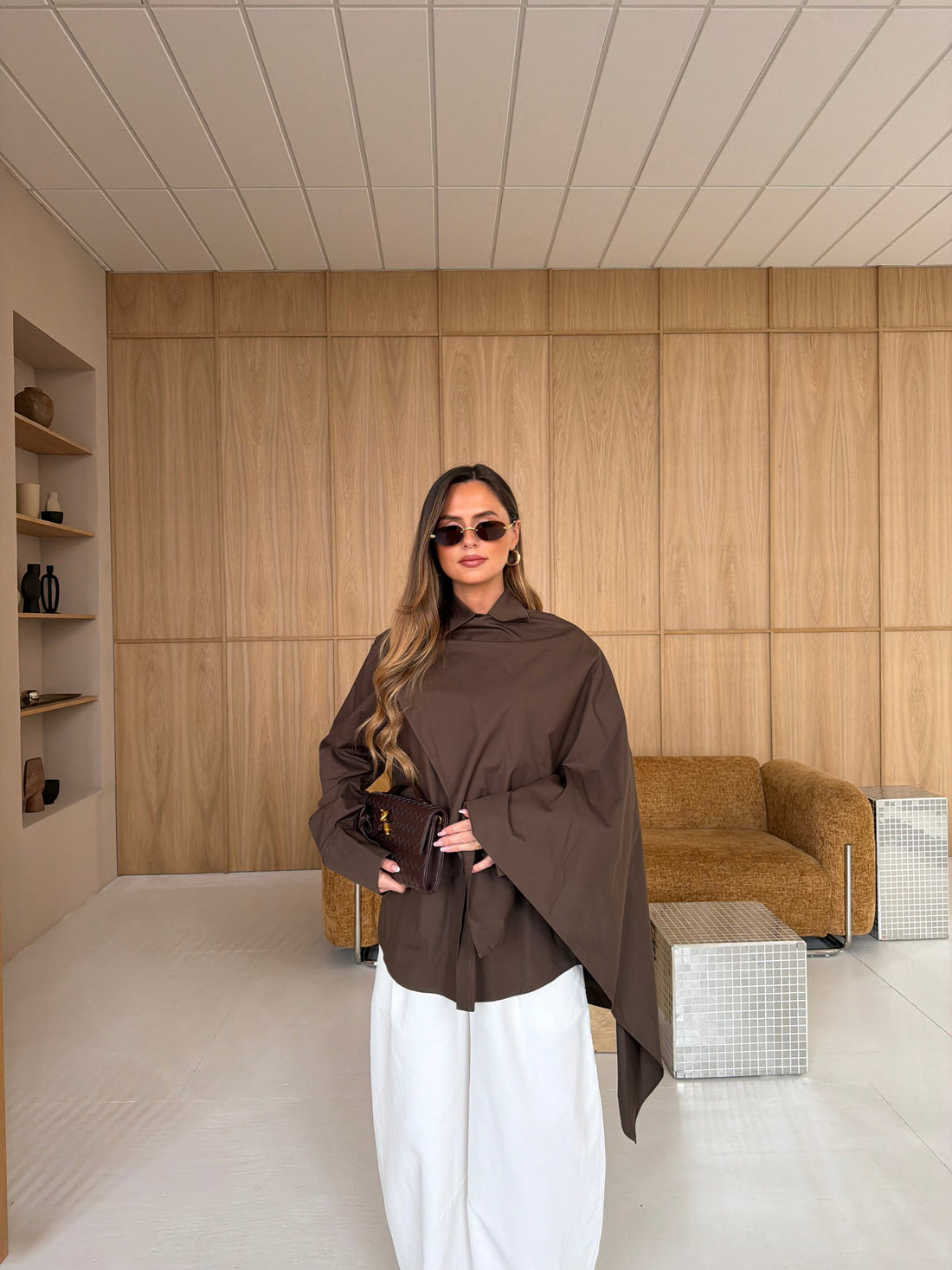 Chemise cape marron (26CY612)