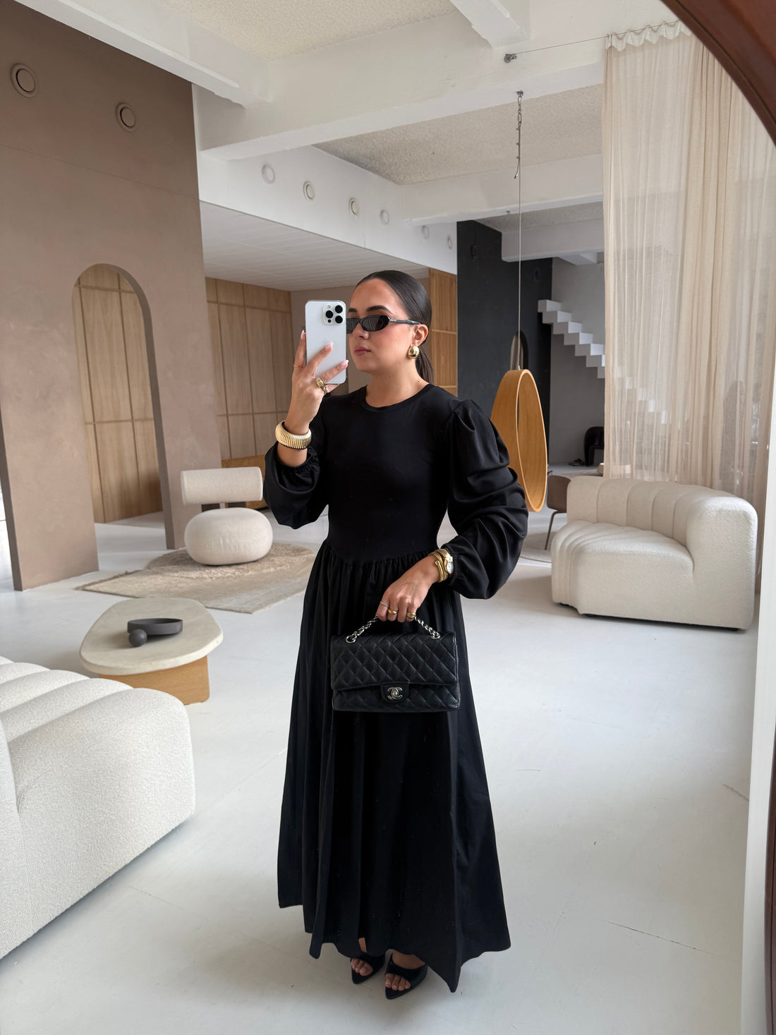 Robe bi matière noire (26CY610)